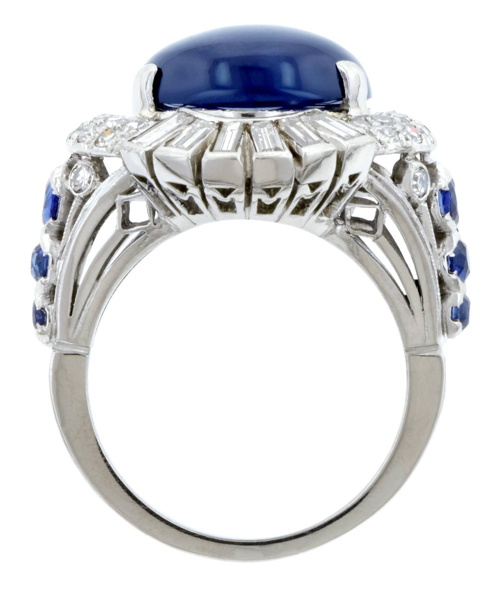 Women's 1940s Sapphire Diamond Platinum Ring For Sale