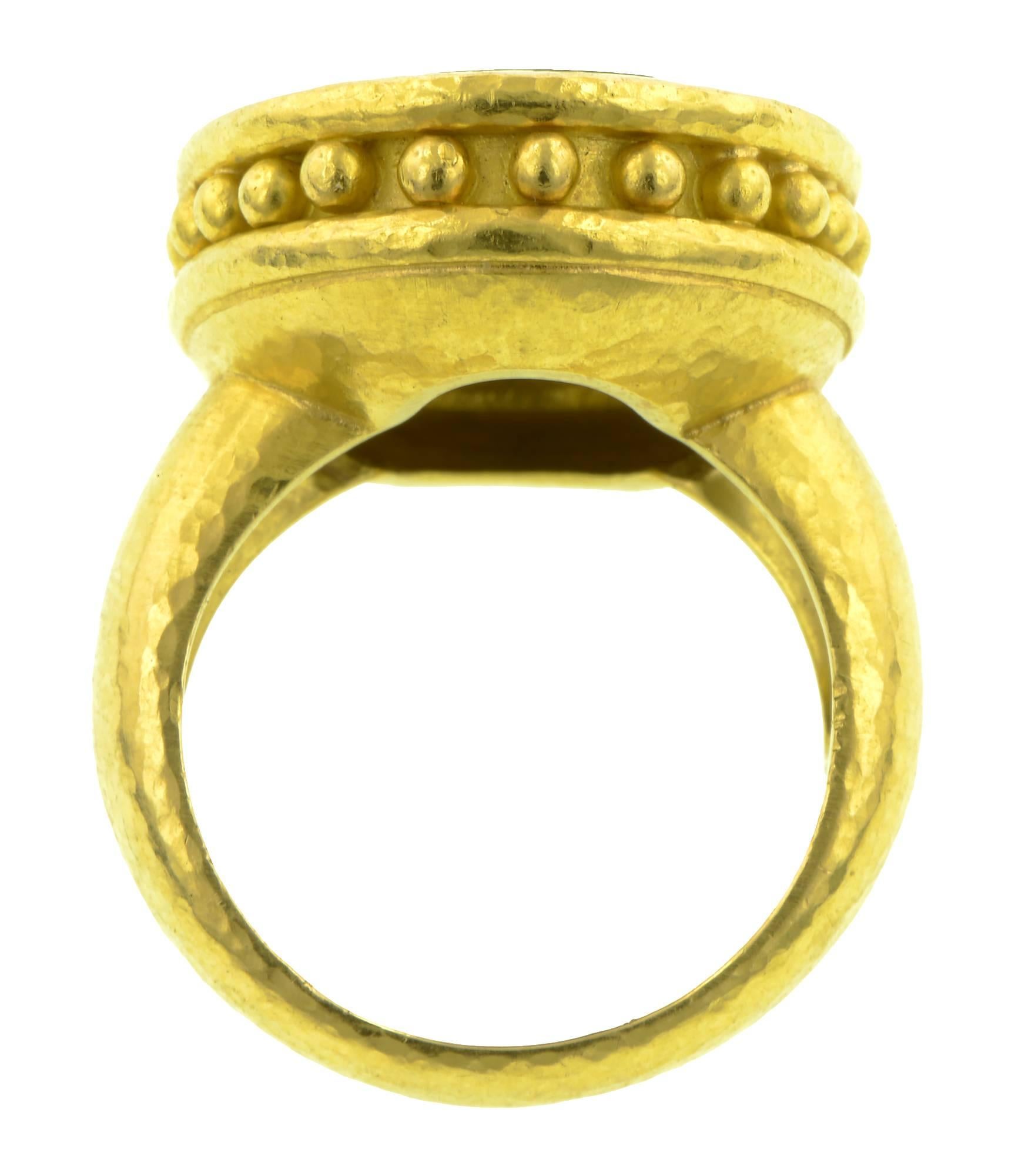 Women's or Men's Elizabeth Locke Intaglio Gold ring  For Sale