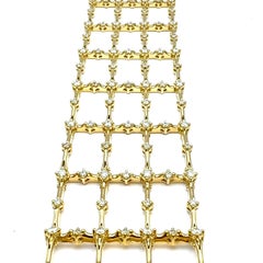 Vintage Inspired 18K Yellow Gold Cuff Bracelet brilliant cut Diamonds 5.70ct