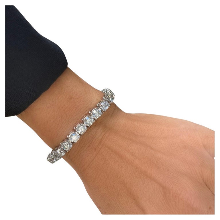 Diamond Tennis Bracelet With 29.75 Carats in Large Diamonds at 1stDibs | large  diamond tennis bracelet, thick tennis bracelet, big diamond bangles