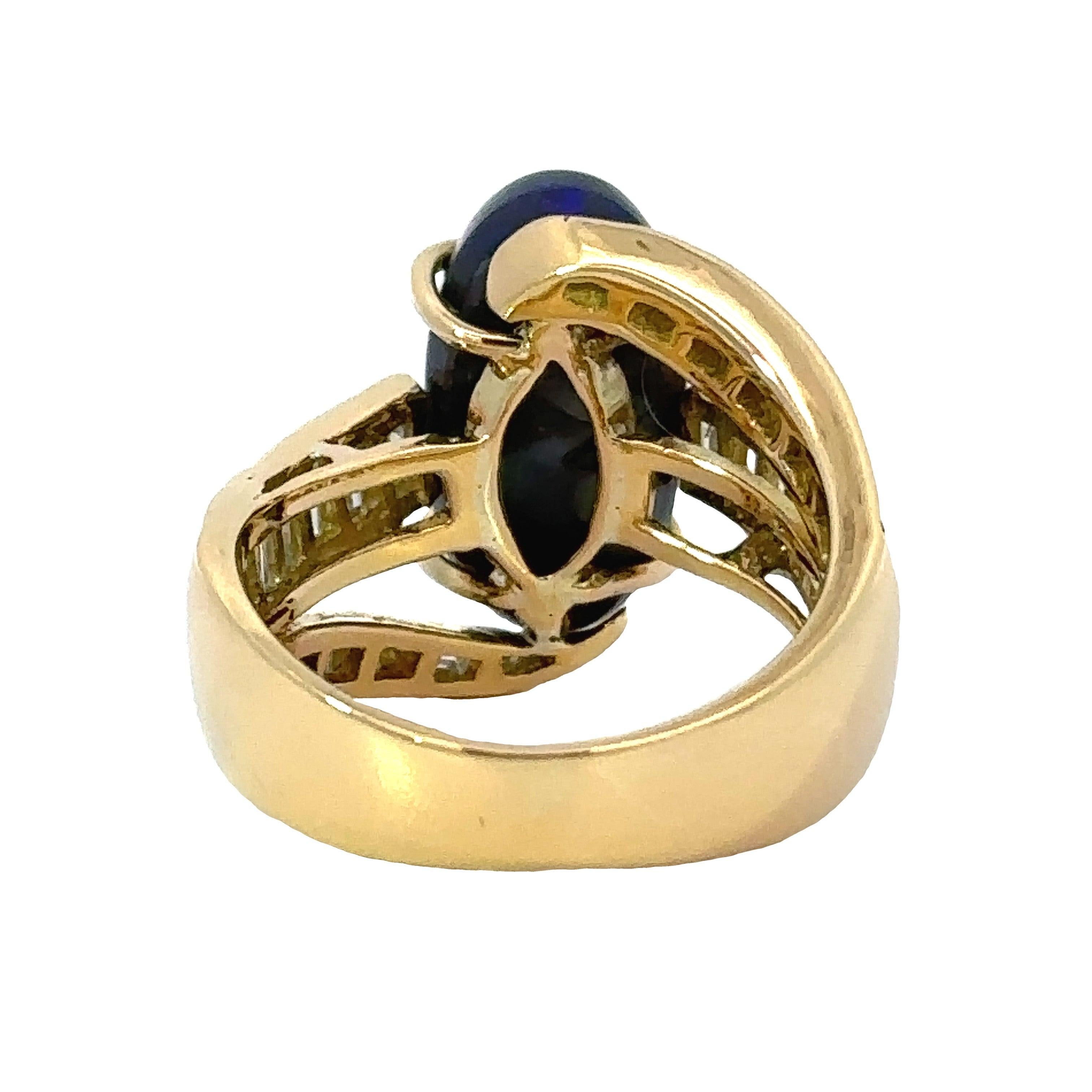 Bague en or jaune 18 carats 5.10 ct Opale noire Diamant Bon état - En vente à Derby, NY
