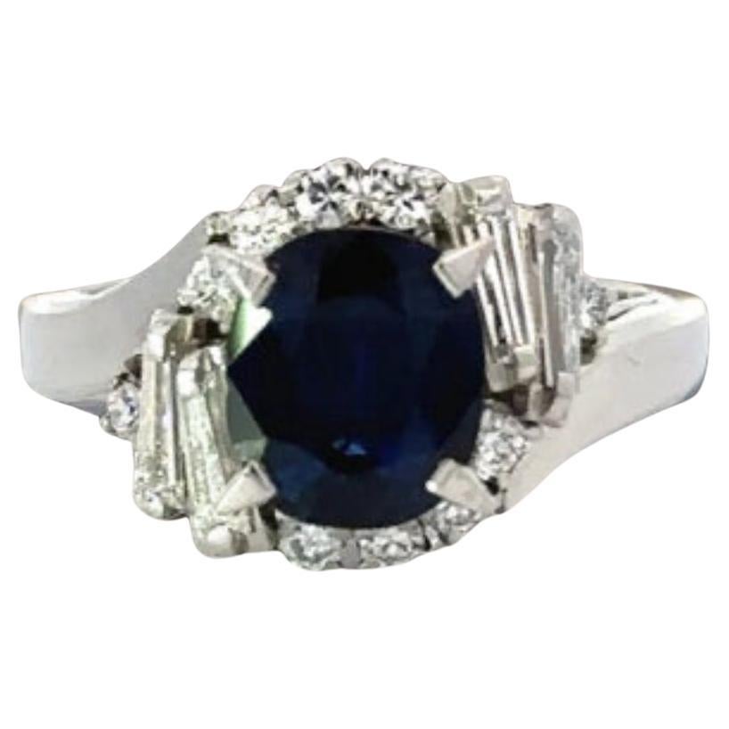 Anello di platino con zaffiro ovale da 1,98 carati 14208