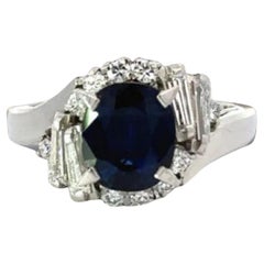 Anello di platino con zaffiro ovale da 1,98 carati 14208