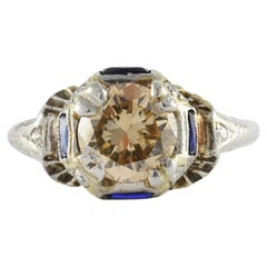 1ct champagne diamond ring Art Deco 14K White Gold 1.34 Carat Champagne Diamond
Sapphire Ring