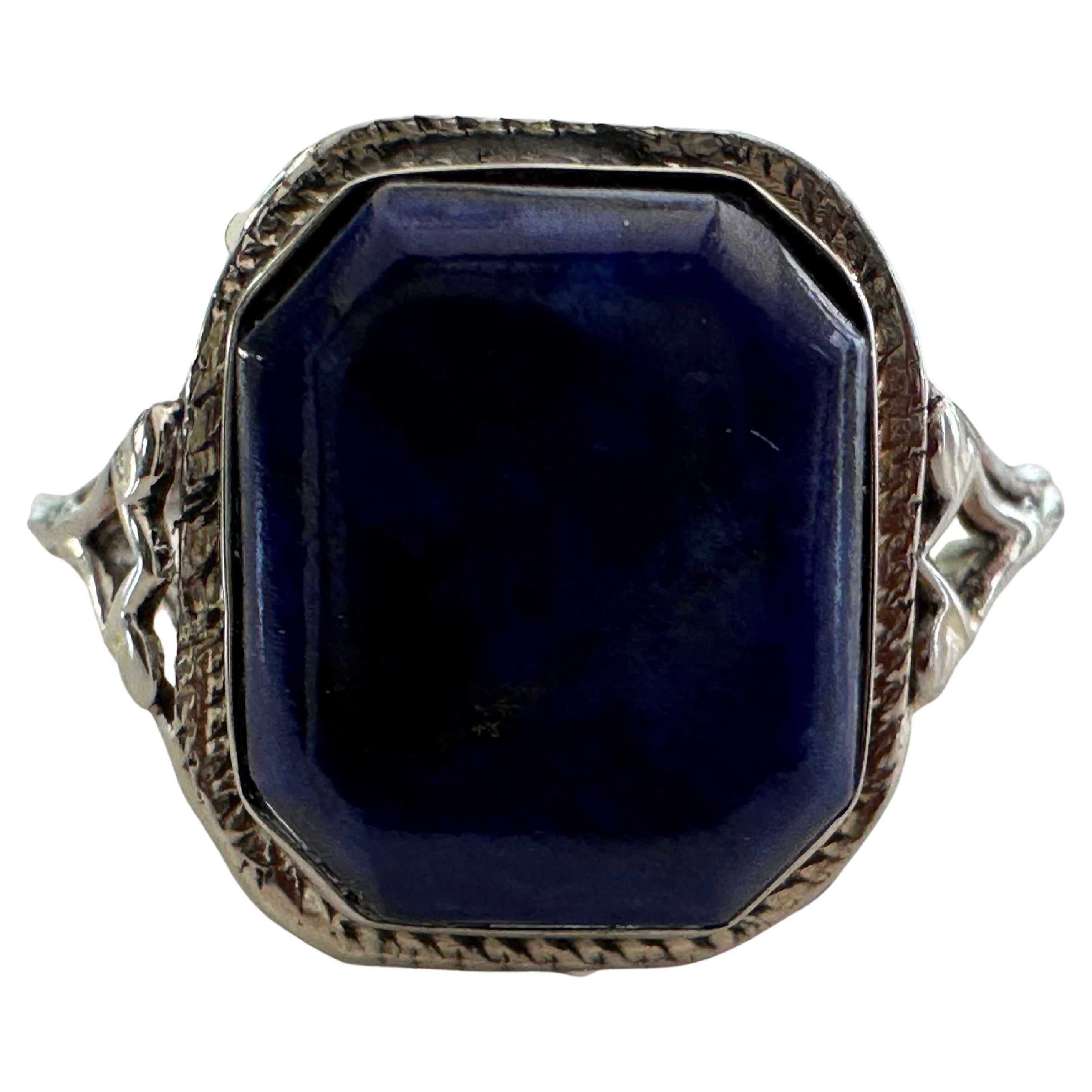 Natural Lapis Lazuli and Filigree Ring For Sale