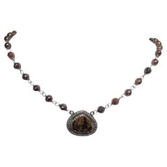 54 Carats Brown Diamonds with 43 Carats Brown Diamond Slice Pendant Necklace