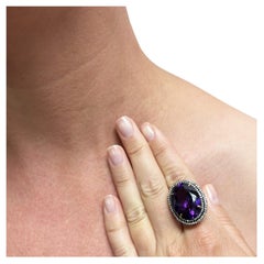 Amethyst 19 Carats with Pave Diamonds Ring