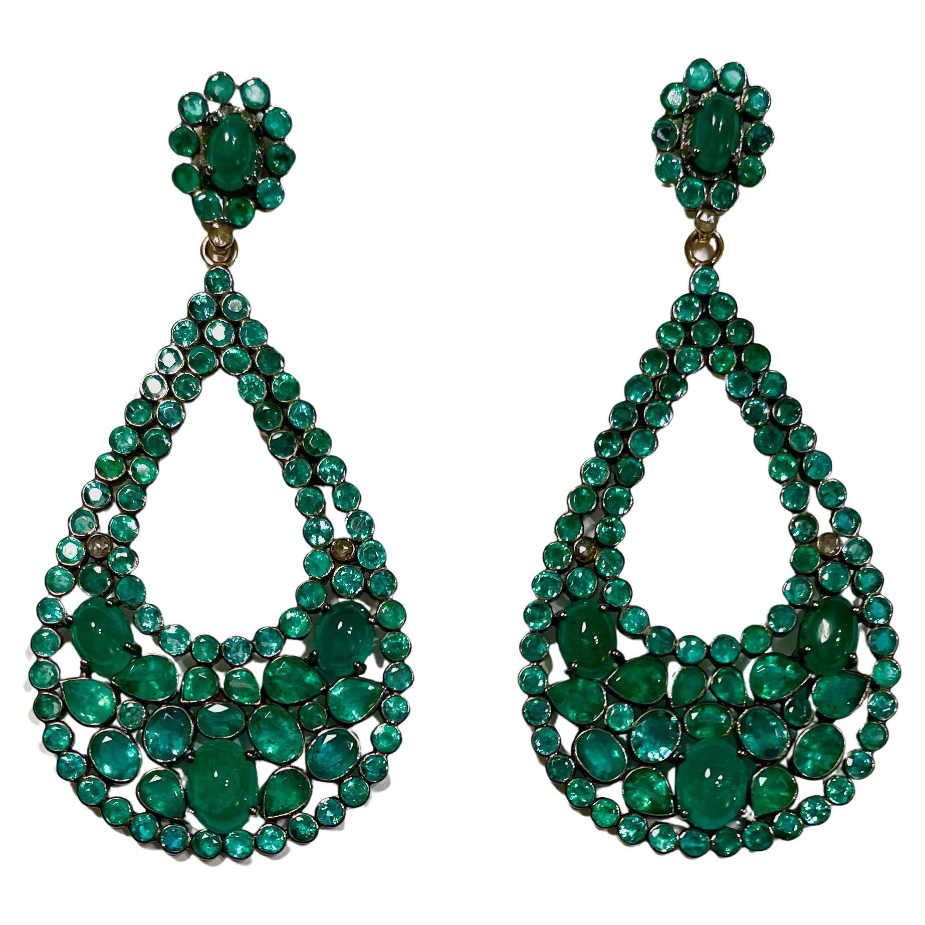 Columbian Emerald Pear-Shape Design Paradizia Earrings For Sale
