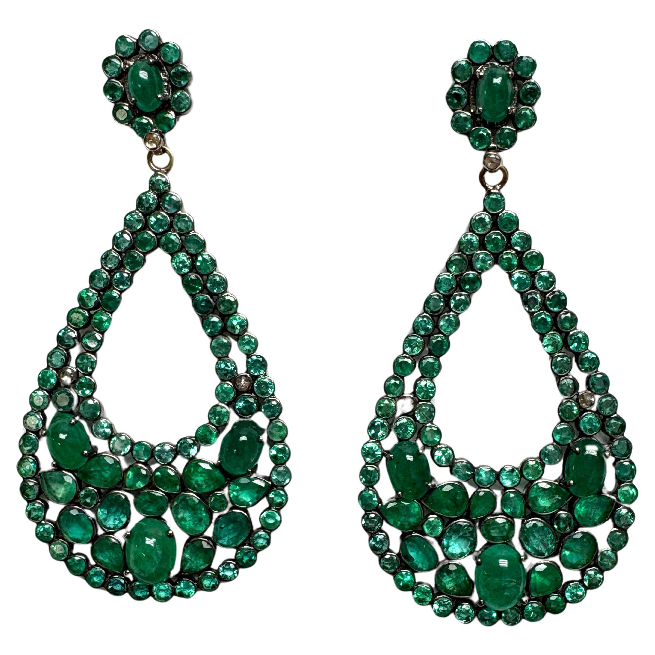 Pear Cut Columbian Emerald Pear-Shape Design Paradizia Earrings For Sale