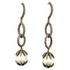South Sea Pearl With Pave Diamonds Earrings