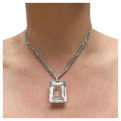 Collar Paradizia N3831 con colgante de topacio blanco de 80 quilates y diamantes, con triple cadena