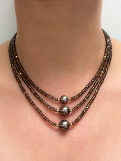 Earthtone Andalusite with Copper Tahitian Pearls Necklace N3744