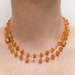 Collar de Espesartita Naranja de 206 Quilates con Detalles de Diamantes