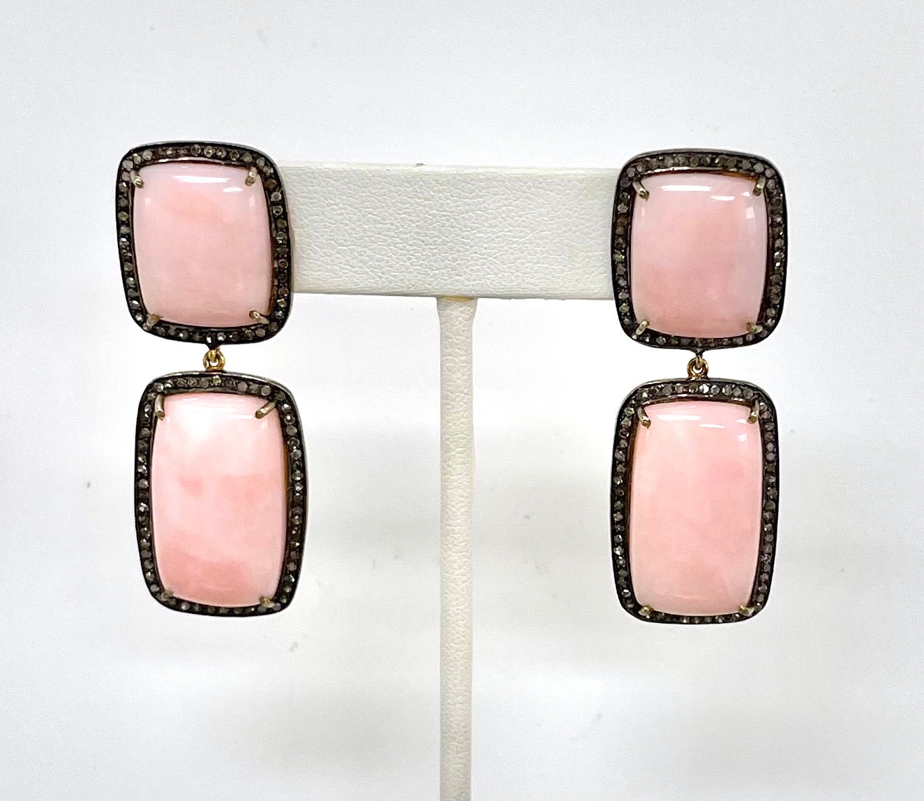 Pink Opal with Diamonds Paradizia Earrings