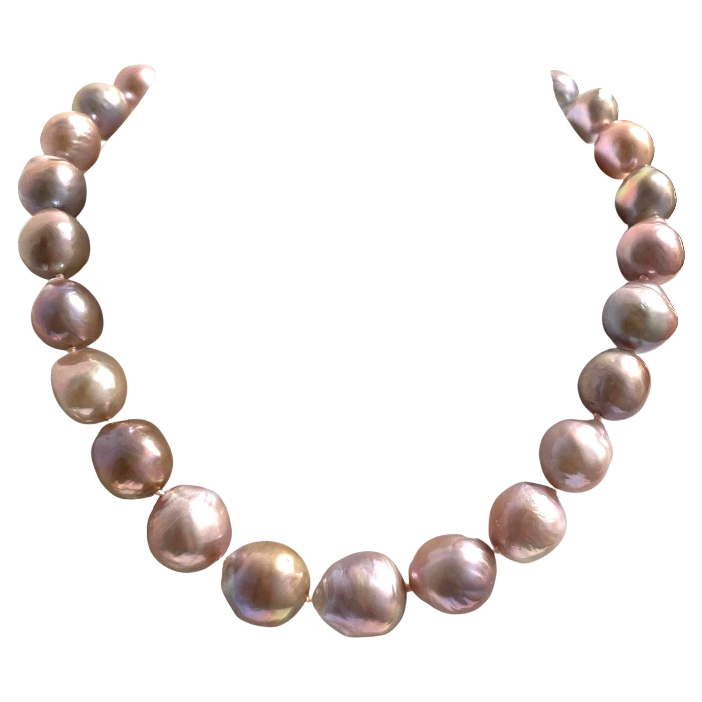 Natural Pink Extra Large Freshwater Pearl Paradizia Necklace For Sale
