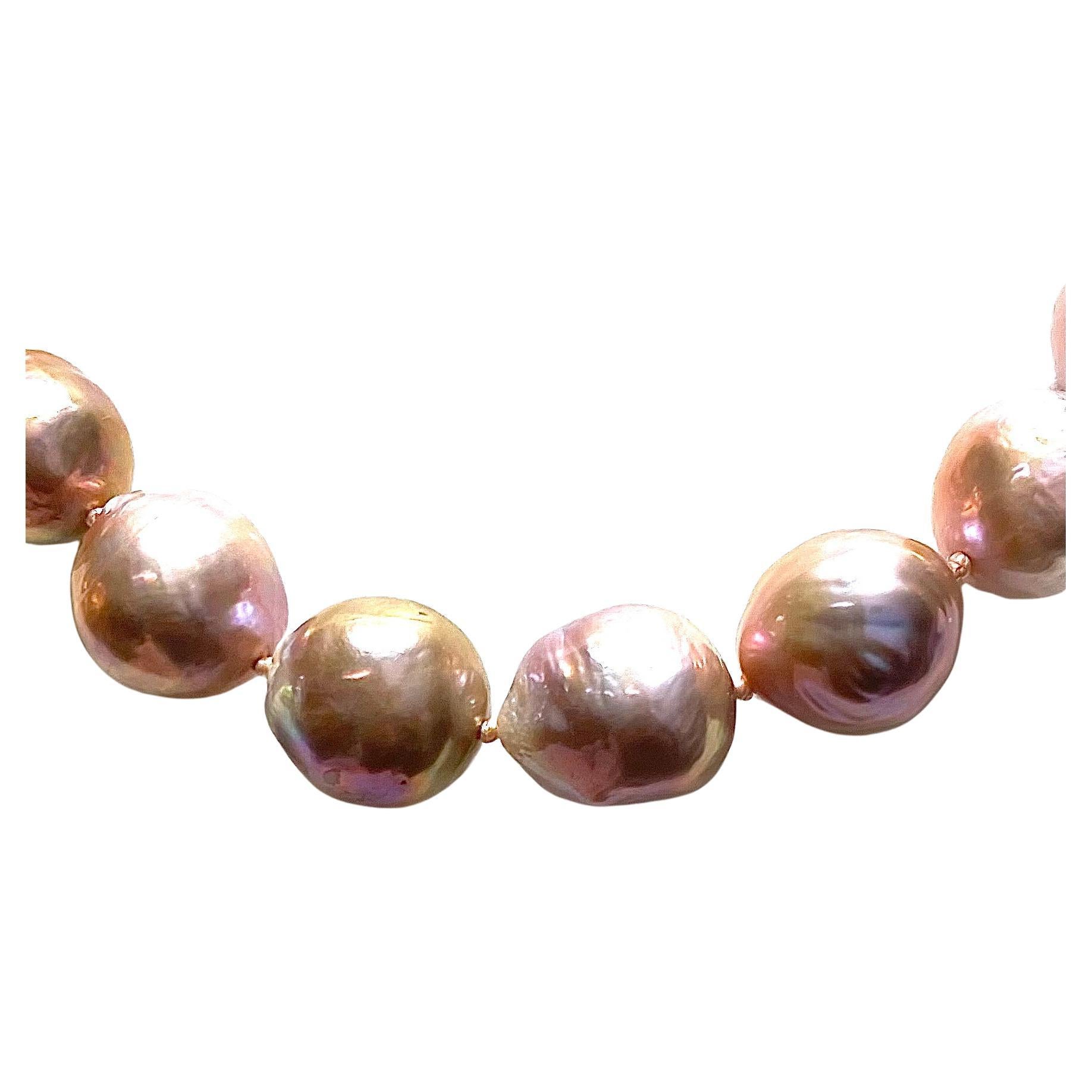 Natural Pink Extra Large Freshwater Pearl Paradizia Necklace For Sale 4