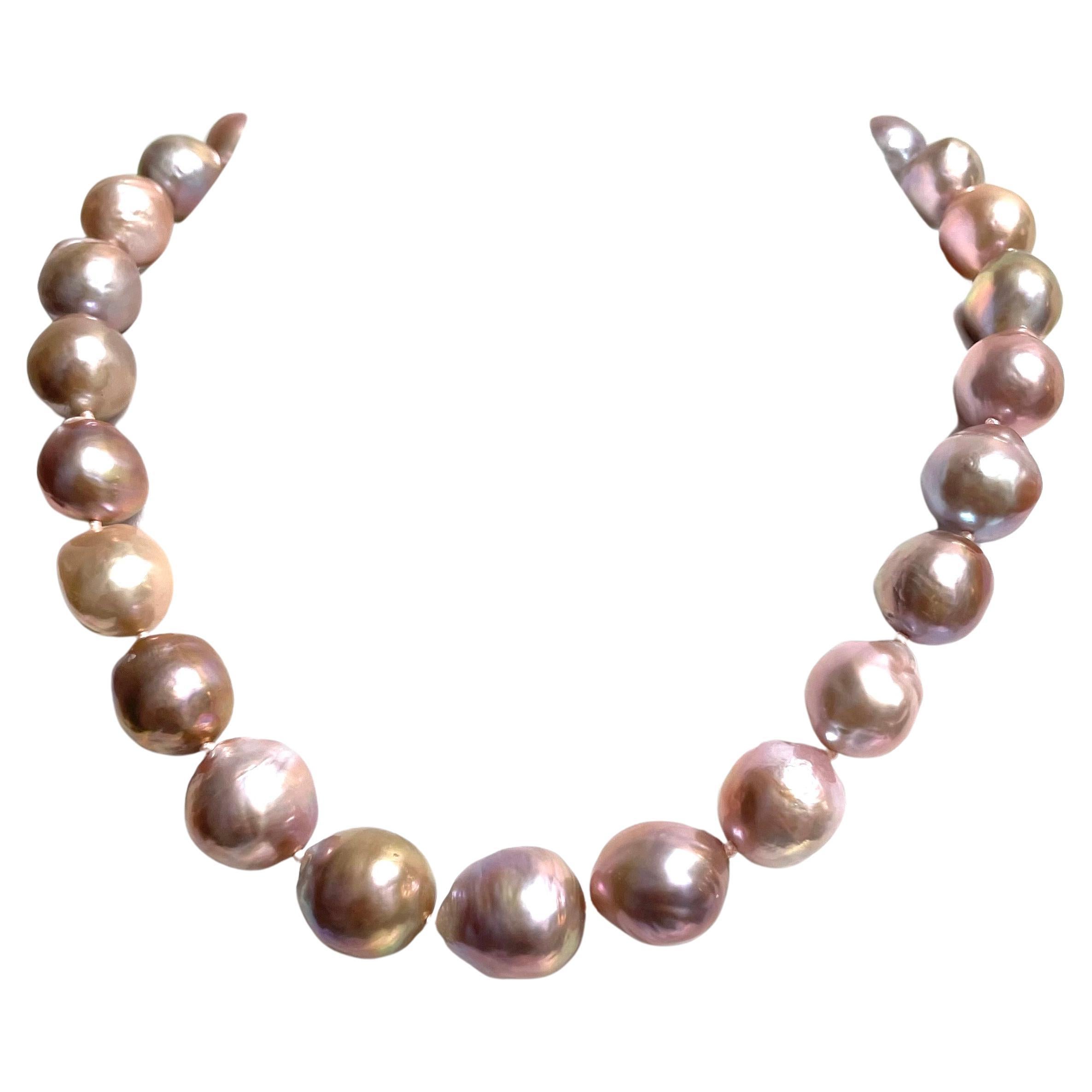 Women's Natural Pink Extra Large Freshwater Pearl Paradizia Necklace For Sale