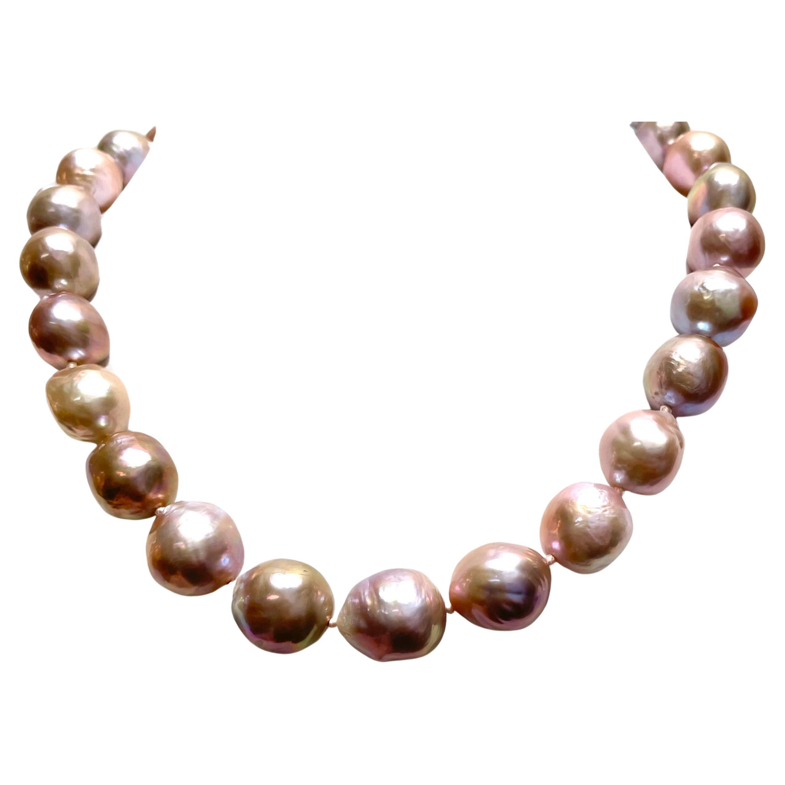 Modern Natural Pink Extra Large Freshwater Pearl Paradizia Necklace For Sale