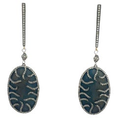 Blue Titanium with Pave Diamonds Paradizia Earrings