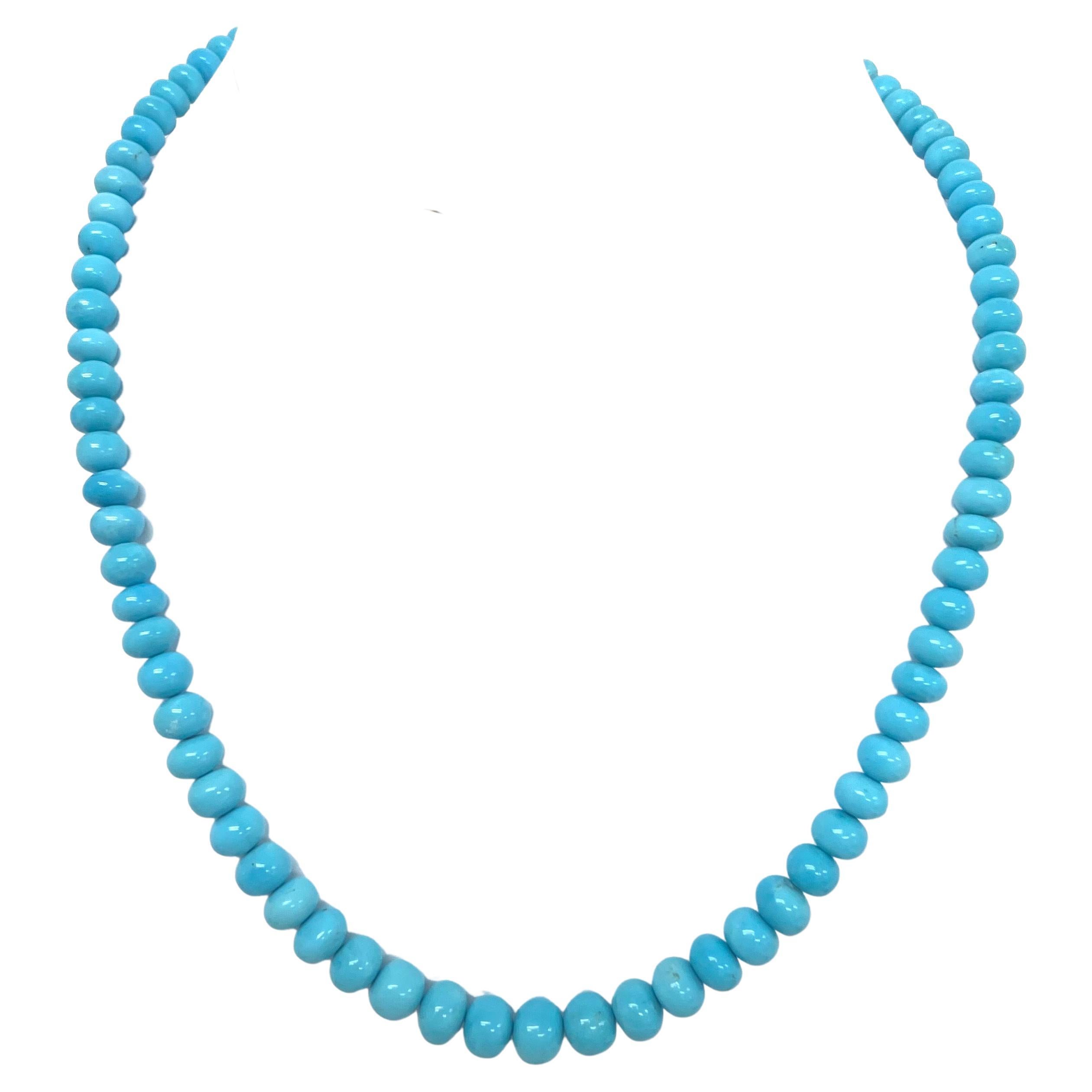 Sleeping Beauty Turquoise Beaded Gold and Diamond Necklace For Sale at ...