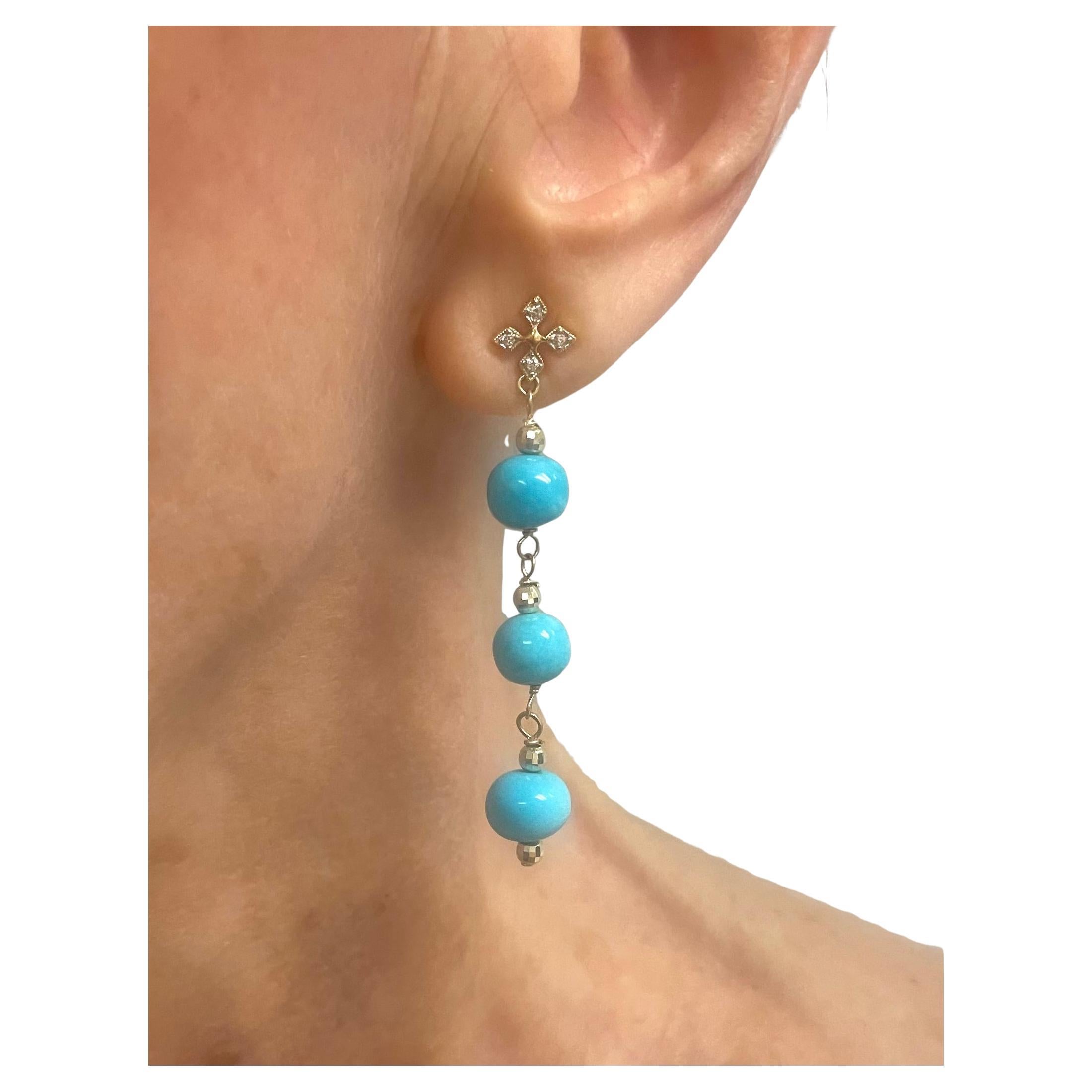 Pendientes Paradizia de Turquesa Bella Durmiente con Diamantes Engastados