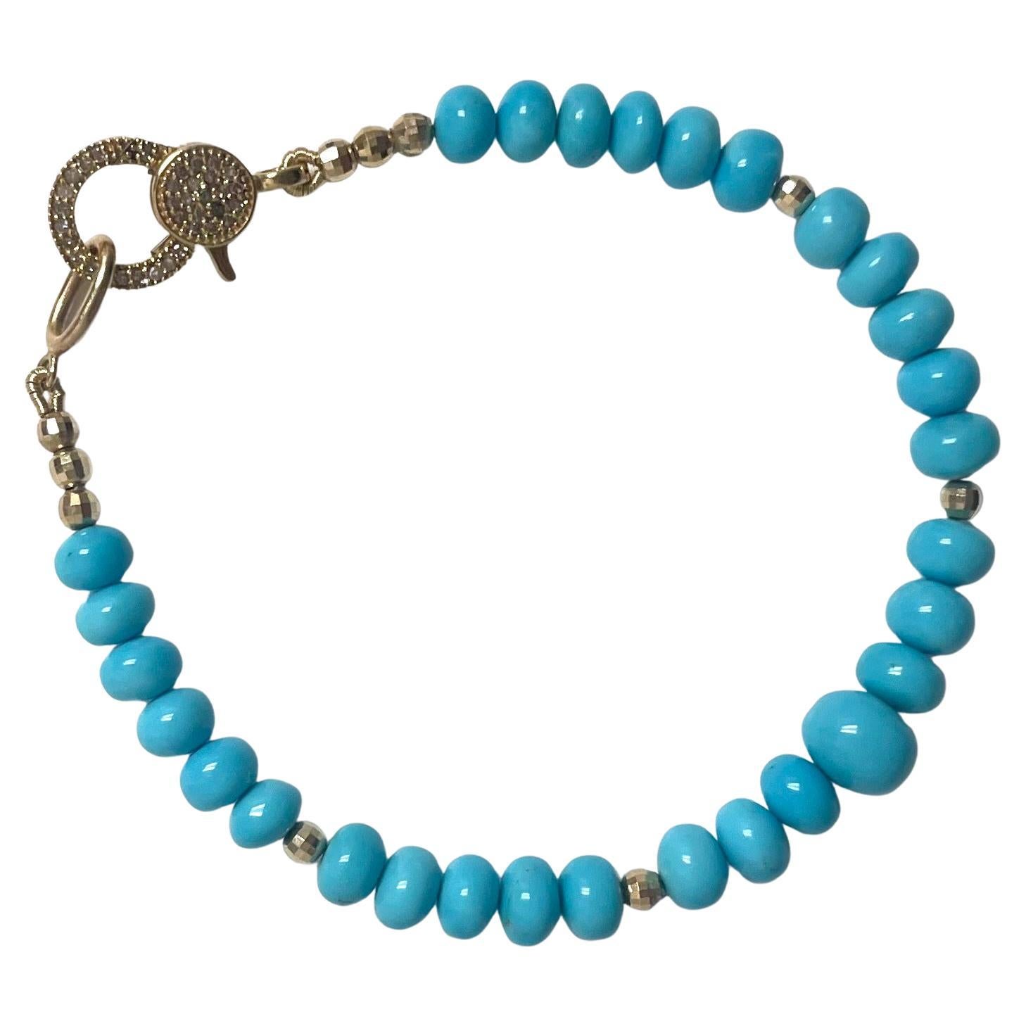 Sleeping Beauty Turquoise with Pave Diamonds Bracelet