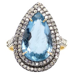 Anello Paradizia con acquamarina e diamanti in pavé