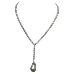 Collar en Y de Topacio Blanco con Perla de Tahití by Paradizia