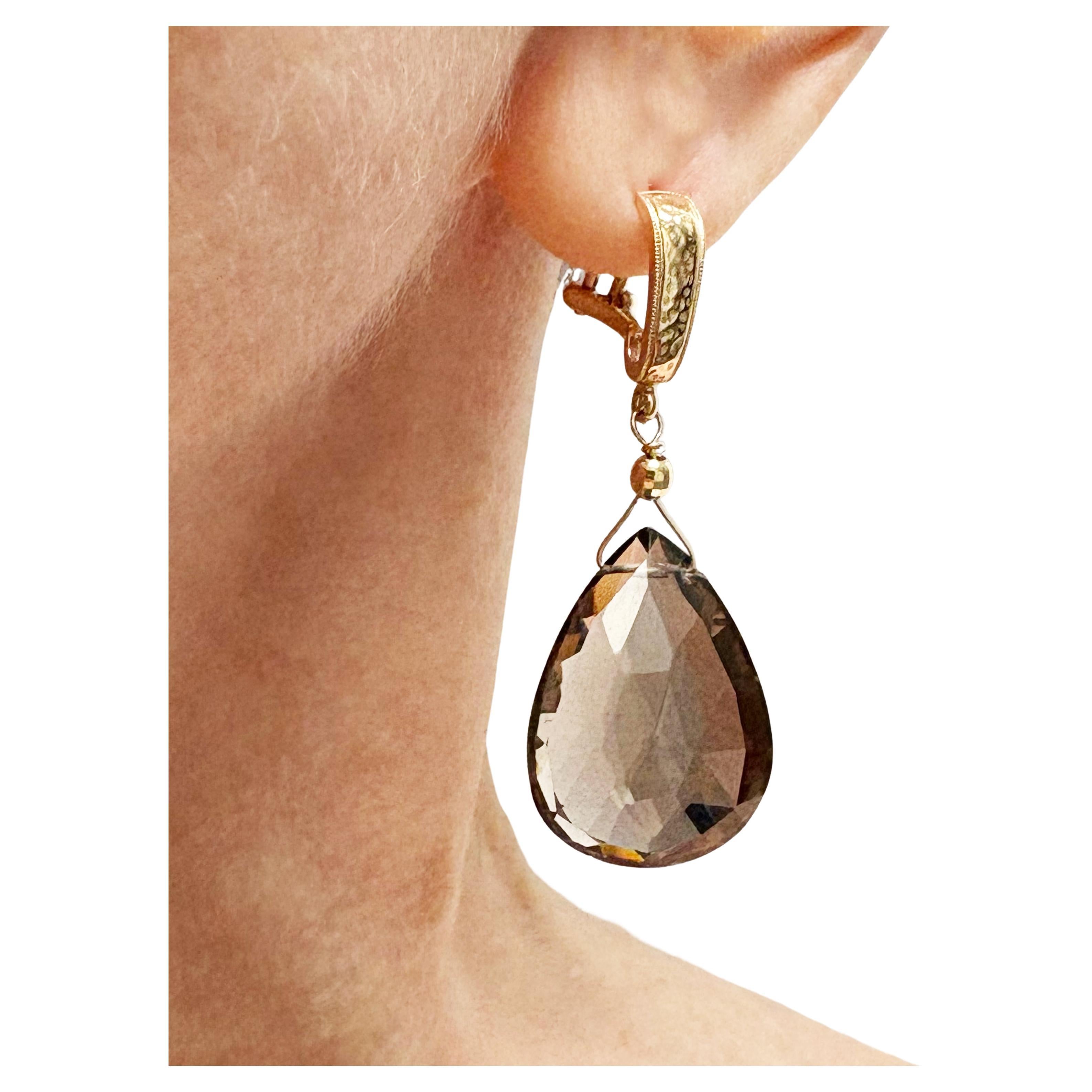 Smokey Quartz Pear Shape Paradizia Earrings E3436