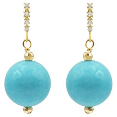 Turquoise Ball with Diamonds Paradizia Earrings