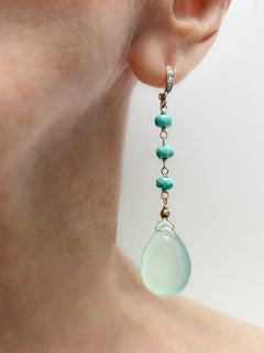 Sleeping Beauty Turquoise and Chalcedony with Diamonds Paradizia Earrings E3449