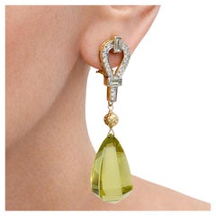 Pendientes Citrino Limón 59 Quilates y Diamantes 1 Quilate Paradizia