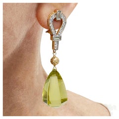 Lemon Citrine 59 Carats With 1 Carat Diamonds Paradizia Earrings