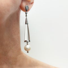 Boucles d'oreilles Paradizia en cristal avec perles d'eau douce blanches et diamants E3457