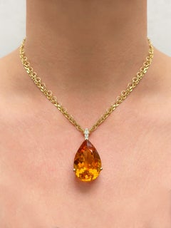 Paradizia-Halskette N3986 mit 80 Karat Mandarinen-Citrin und Diamanten an einer Doppelkette