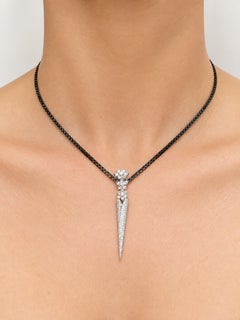 Diamond Drop 1.47 Carats On Black Sterling Silver Chain Paradizia Necklace N3994