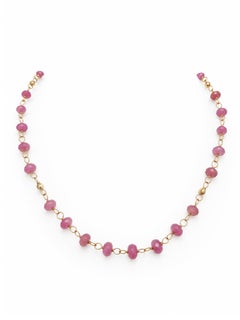 28 Carat Natural Untreated Pink Sapphire and 14K Paradizia Necklace N3993