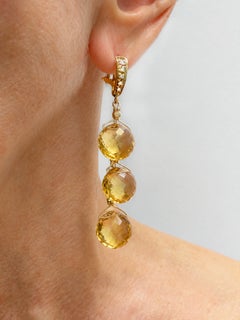 Boucles d'oreilles pendantes Paradizia E1626, avec citrine facettée de 38 carats et diamants