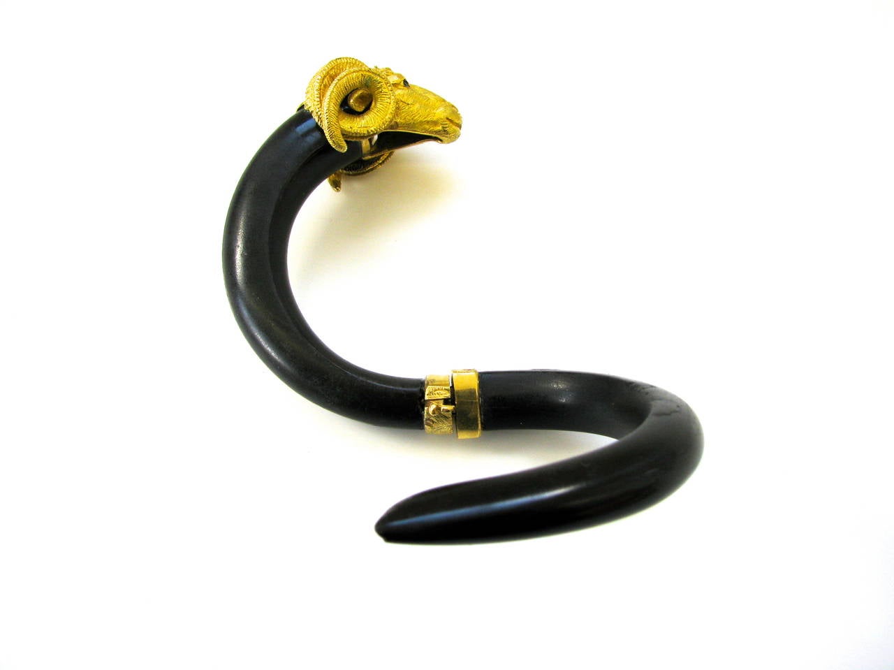 1970s Gay Freres Rams Head and Horn Bracelet In Good Condition In Cincinnati, OH