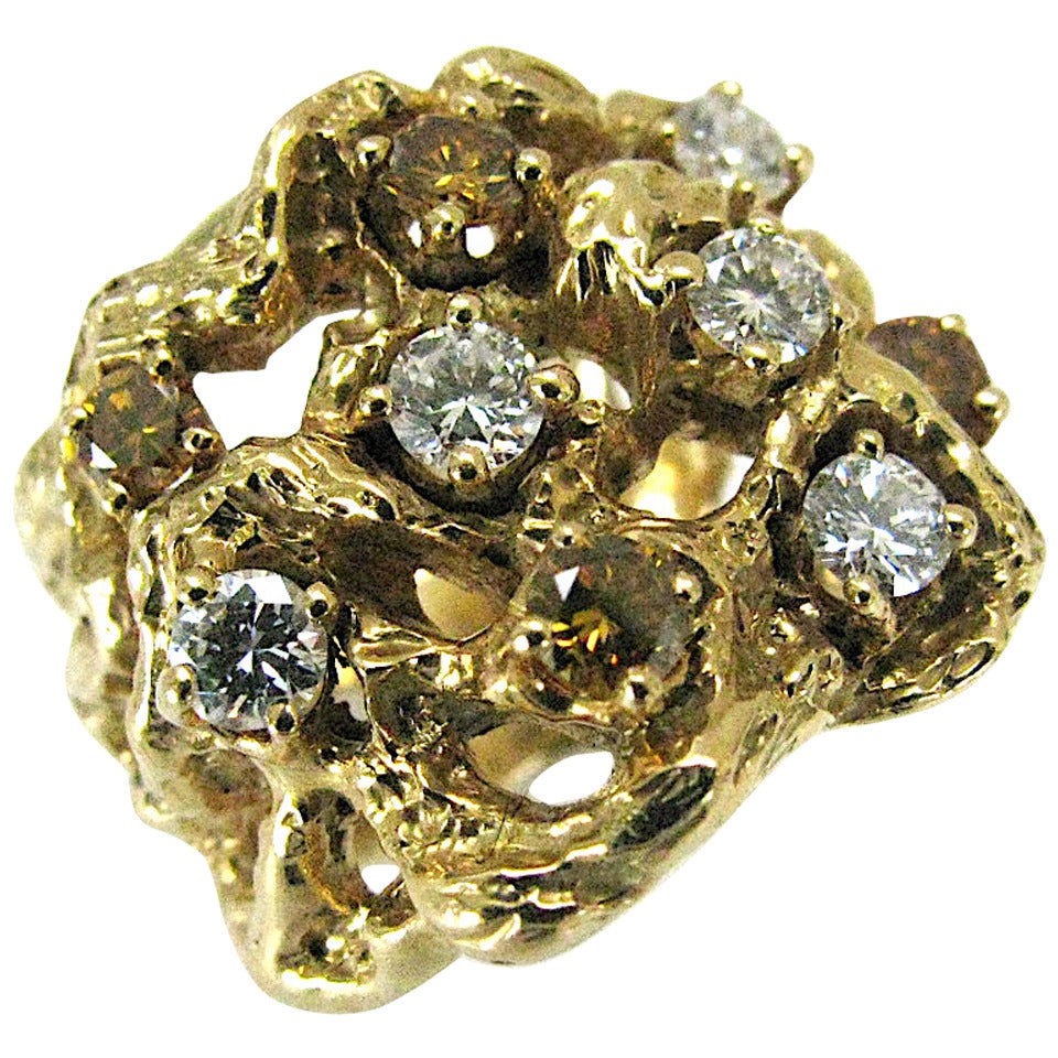 Arthur King Colored Diamond Gold Ring at 1stdibs
