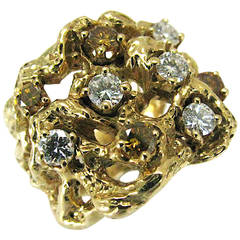 Vintage Arthur King Colored Diamond Gold Ring