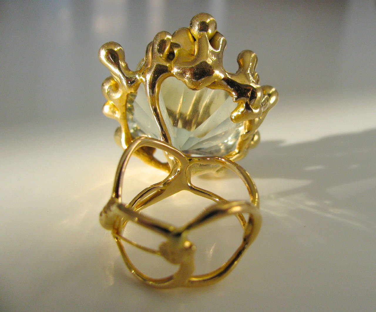 Lucifer Vir Honestus Prasiolite Diamond Gold Ring In Excellent Condition In Cincinnati, OH
