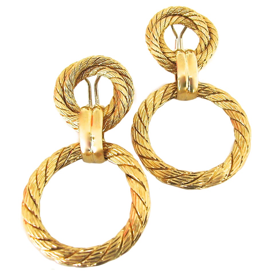 Gold Doorknocker Earrings circa 1960