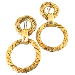 Vintage Gold Doorknocker Earrings circa 1960