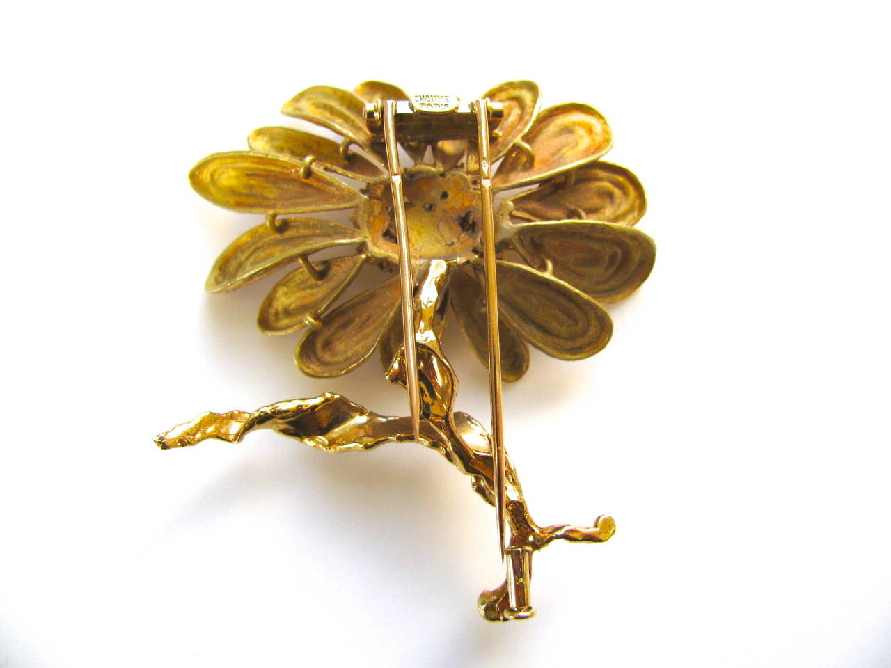 Chaumet Gold Sunflower Brooch In Excellent Condition In Cincinnati, OH