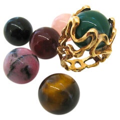 Gilbert Albert, "Lost my Marbles" Gold and Agate Ring c1970