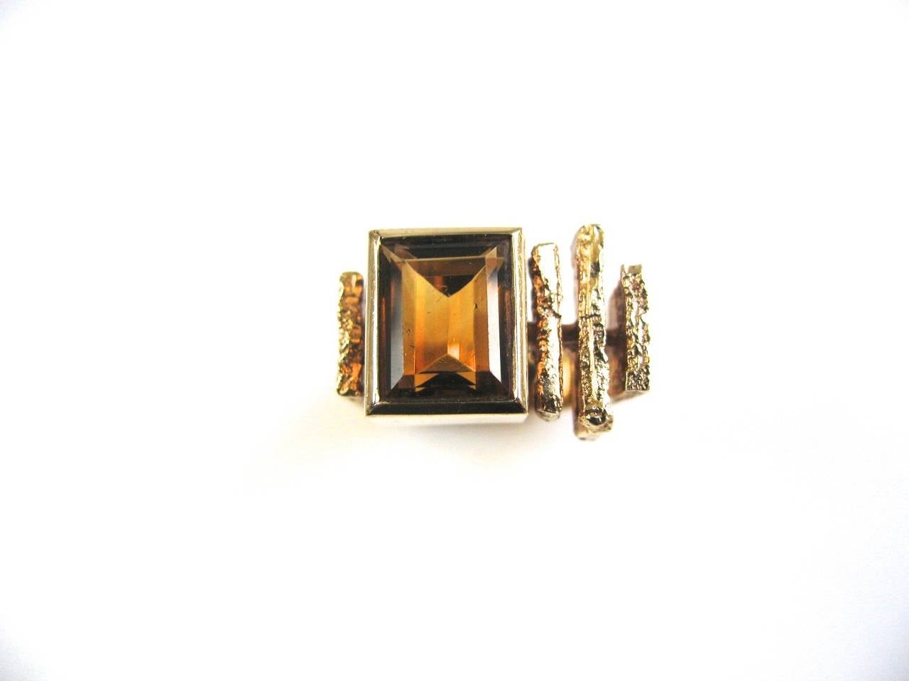 Ole Lynggaard Citrine Modernist Ring Circa 1970 In Excellent Condition In Cincinnati, OH