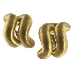 Buccellati San Marco Engraved Textured Gold Ear Clips