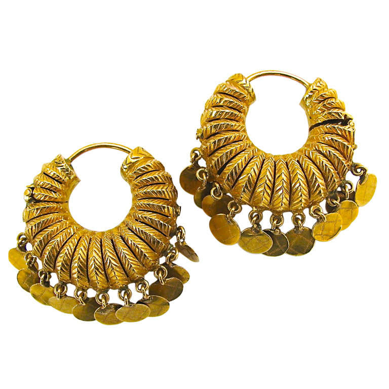 MId-Eastern Tribal Gold Earrings 20th c