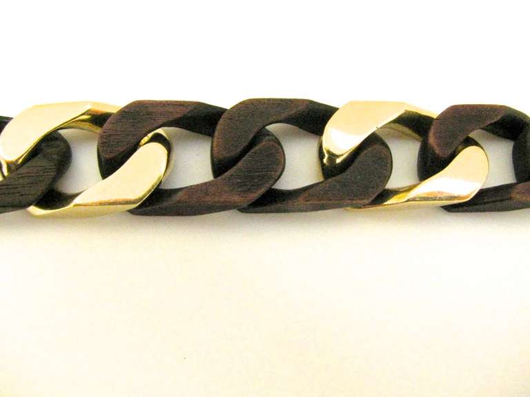 Women's or Men's Bulgari Wood and Gold Bracelet
